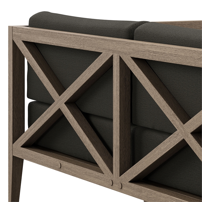 Northlake Outdoor Teak Loveseat in Weathered Gray Flint
