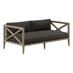 Northlake Outdoor Teak Loveseat in Weathered Gray Flint