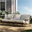 Modway Saratoga Outdoor Teak Wood Slatted Patio Sofa in Weathered Gray Pebble