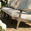Modway Saratoga Outdoor Teak Wood Slatted Patio Sofa in Weathered Gray Pebble