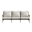 Modway Saratoga Outdoor Teak Wood Slatted Patio Sofa in Weathered Gray Pebble