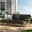 Modway Saratoga Outdoor Teak Wood Slatted Sofa in Weathered Gray Flint