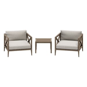 Northlake 3-Piece Outdoor Teak Wood Furniture Set with Armchair and Side Table