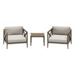 Northlake 3-Piece Outdoor Teak Wood Furniture Set with Armchair and Side Table