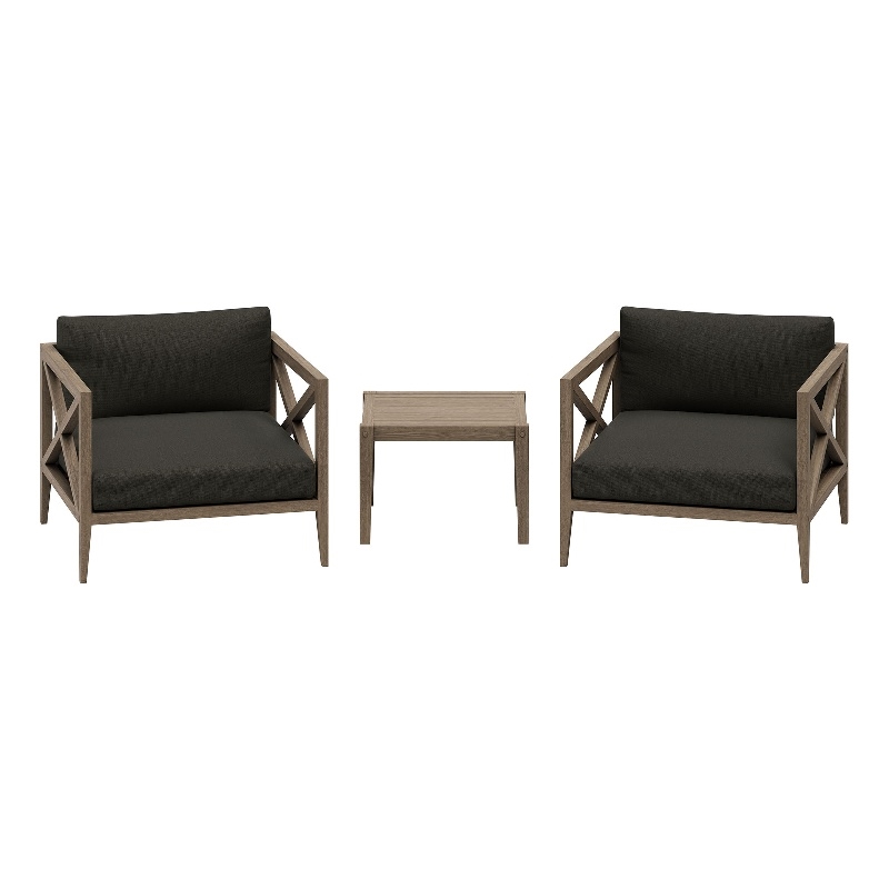 Northlake 3-Piece Outdoor Teak Wood Furniture Set with Armchair and Side Table