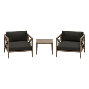 Northlake 3-Piece Outdoor Teak Wood Furniture Set with Armchair and Side Table