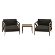 Northlake 3-Piece Outdoor Teak Wood Furniture Set with Armchair and Side Table