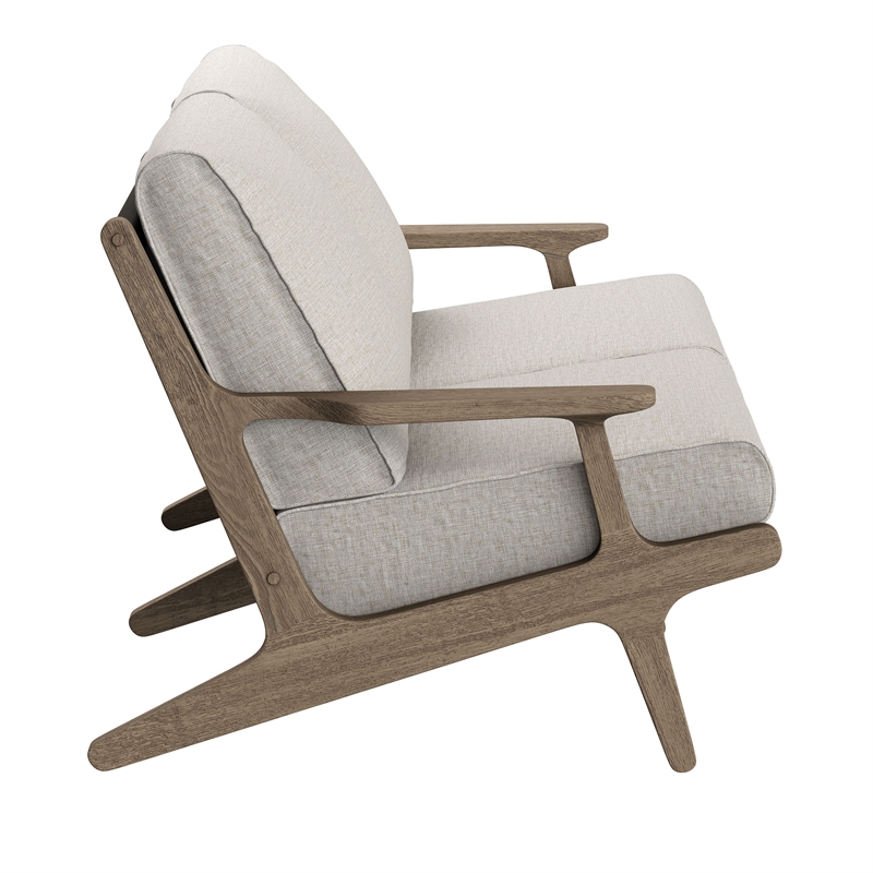 Saratoga Outdoor Teak Wood Loveseat in Weathered Gray Pebble