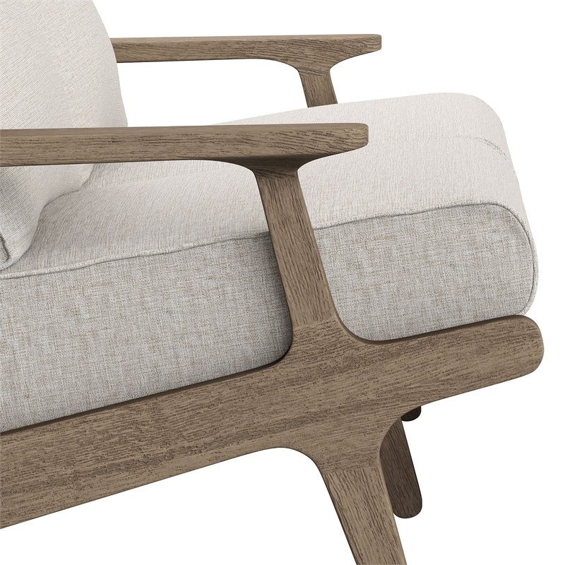 Saratoga Outdoor Teak Wood Loveseat in Weathered Gray Pebble