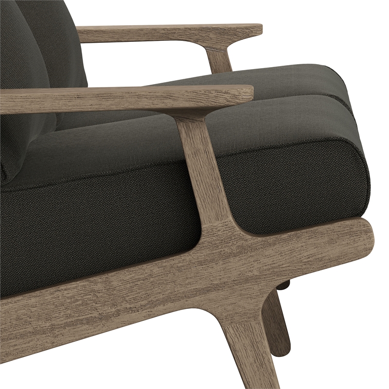 Saratoga Outdoor Teak Wood Loveseat in Weathered Gray Flint