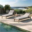 Northlake 3-Piece Patio Teak Furniture Set with Chaise Lounges and Side Table