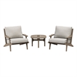 Modway Saratoga 3-PC Patio Teak Wood Furniture Set with Lounge Chairs/Side Table