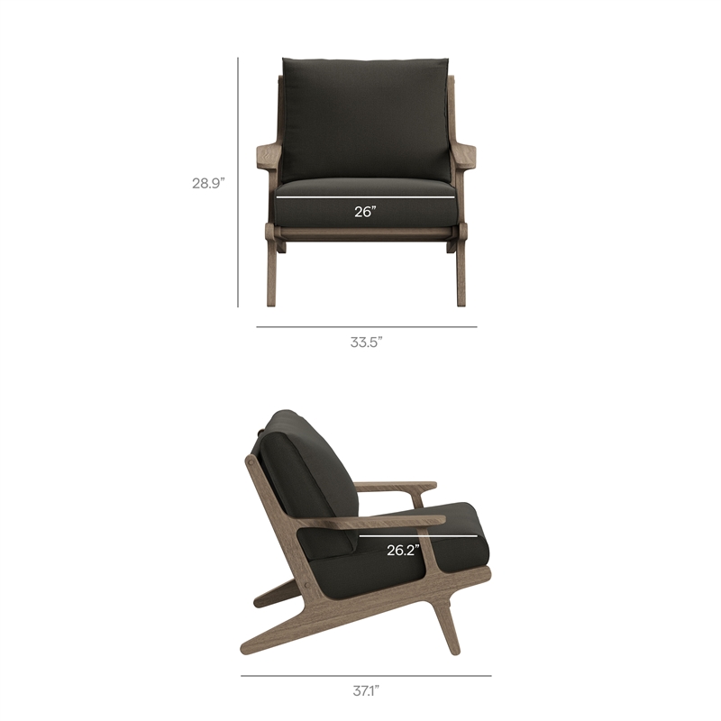 Modway Saratoga 3-PC Patio Teak Wood Furniture Set with Lounge Chairs/Side Table