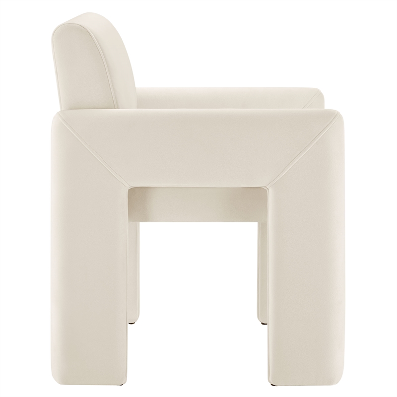 Daven Stain-Resistant Performance Velvet Dining Armchair in Alabaster
