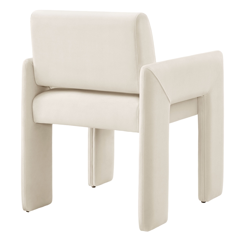 Daven Stain-Resistant Performance Velvet Dining Armchair in Alabaster