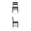 Jax Oak Wood Dining Chair With Wavy Razor Back and Cushion in Black Sage
