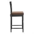 Jax Oak Wood Counter Stool With Wavy Razor Back and Cushion in Black Cocoa