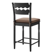 Jax Oak Wood Counter Stool With Wavy Razor Back and Cushion in Black Cocoa