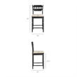 Jax Oak Wood Counter Stool Wavy Razor Back and Cushion in Black Oatmeal Stripe