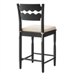 Jax Oak Wood Counter Stool Wavy Razor Back and Cushion in Black Oatmeal Stripe