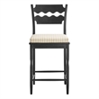 Jax Oak Wood Counter Stool Wavy Razor Back and Cushion in Black Oatmeal Stripe