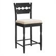 Jax Oak Wood Counter Stool Wavy Razor Back and Cushion in Black Oatmeal Stripe