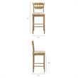 Jax Oak Wood Bar Stool Razor Back and Cushion in Weathered Oak Oatmeal Stripe