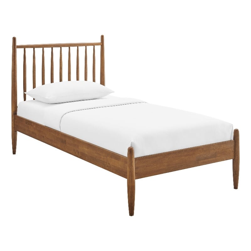 Zane Twin Size Spindle Bed Frame in Walnut