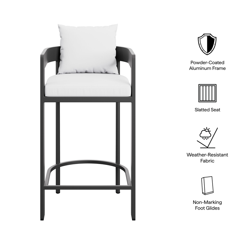 Modway Tahoe Outdoor Patio Aluminum Bar Chair in White