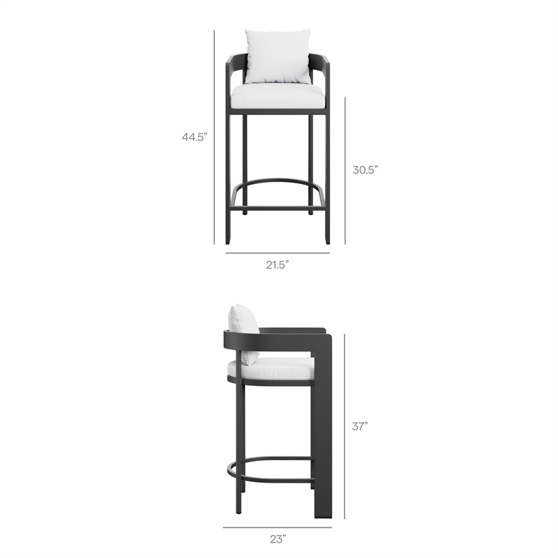 Modway Tahoe Outdoor Patio Aluminum Bar Chair in White
