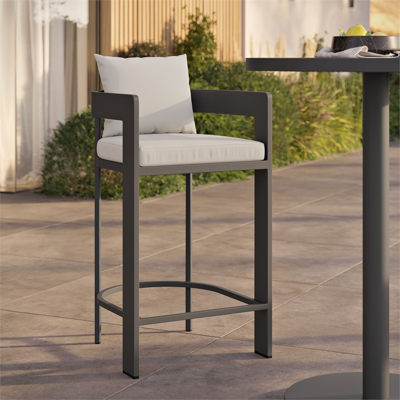 Modway Tahoe Outdoor Patio Aluminum Bar Chair in White