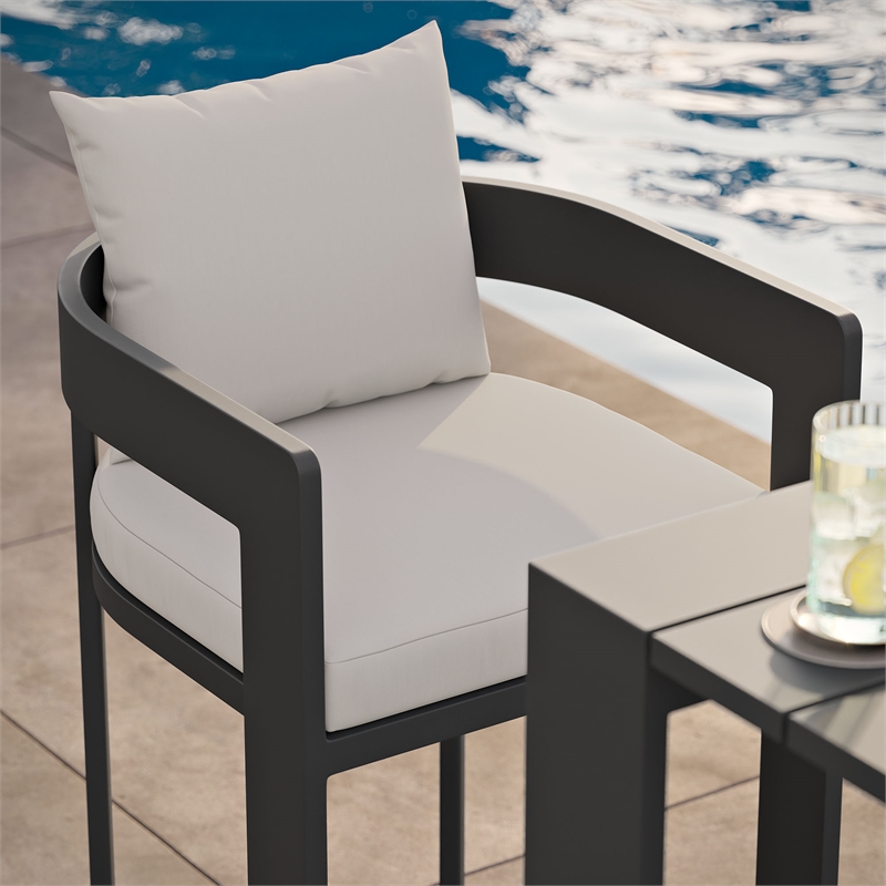 Modway Tahoe Outdoor Patio Aluminum Bar Chair in White