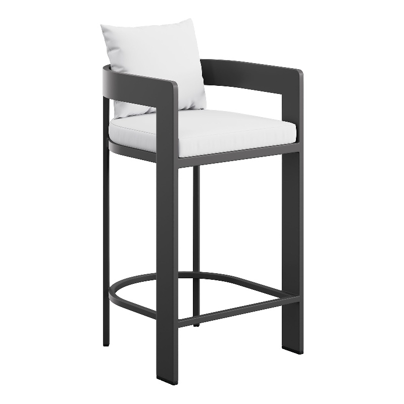 Modway Tahoe Outdoor Patio Aluminum Bar Chair in White