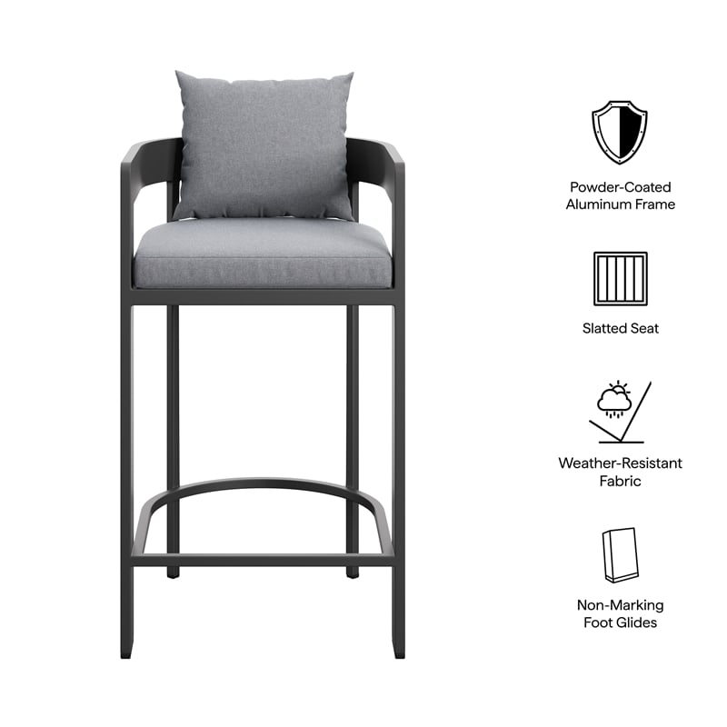 Tahoe Outdoor Patio Aluminum Bar Chair in Gray