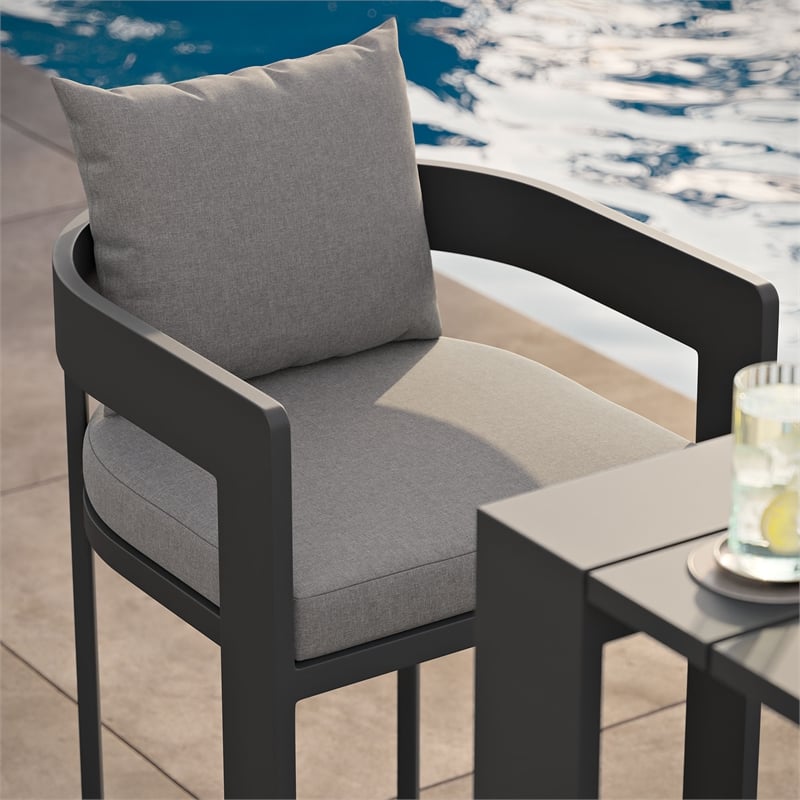 Tahoe Outdoor Patio Aluminum Bar Chair in Gray