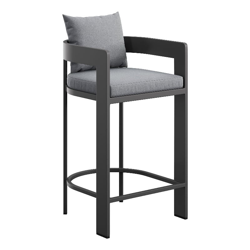 Tahoe Outdoor Patio Aluminum Bar Chair in Gray