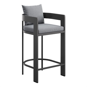 Tahoe Outdoor Patio Aluminum Bar Chair in Gray