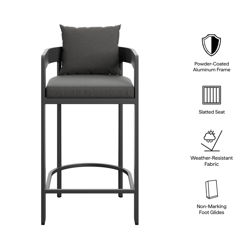 Tahoe Outdoor Patio Aluminum Bar Chair in Charcoal