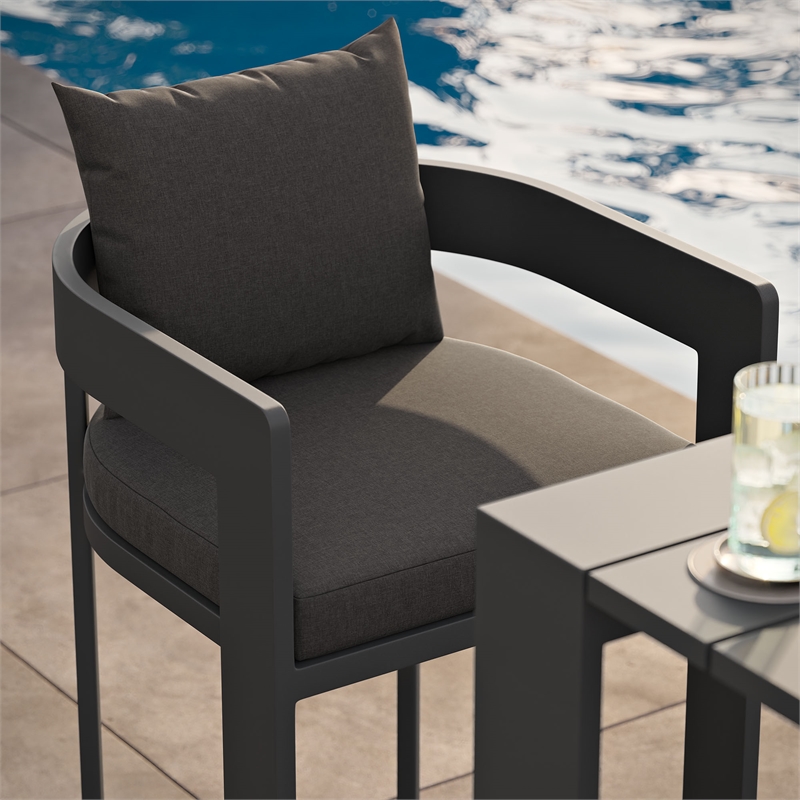 Tahoe Outdoor Patio Aluminum Bar Chair in Charcoal