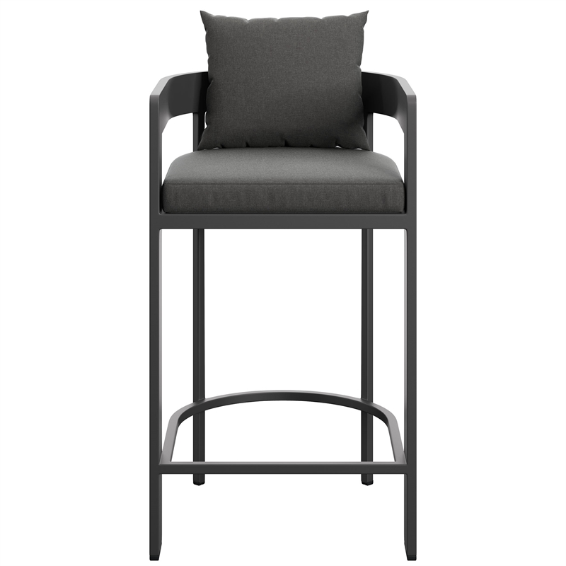 Tahoe Outdoor Patio Aluminum Bar Chair in Charcoal