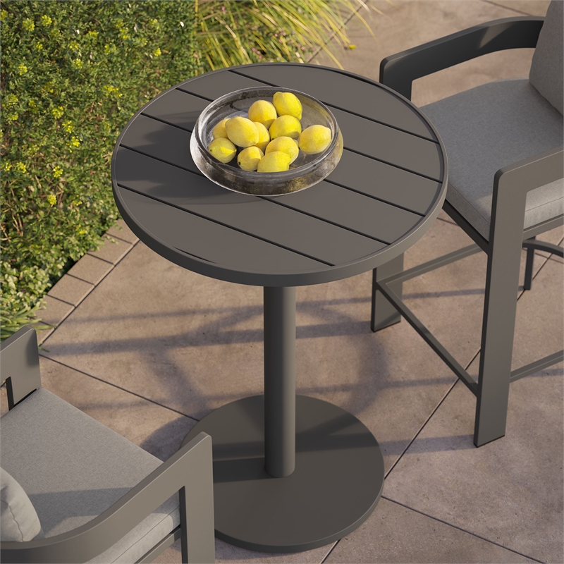 Tahoe 31 Inch Round Outdoor Aluminum Bar Table in Gray