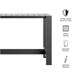 Tahoe 59 Inch Rectangle Outdoor Aluminum Bar Table in Gray
