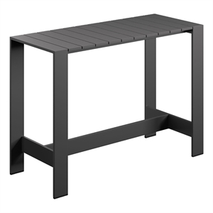 Tahoe 59 Inch Rectangle Outdoor Aluminum Bar Table in Gray