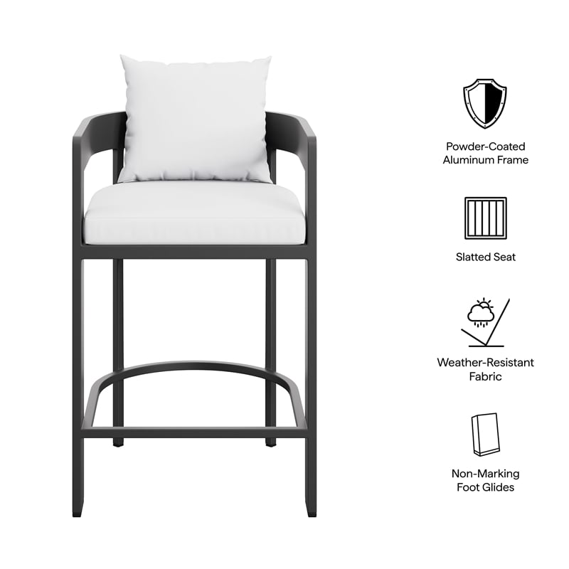Tahoe Outdoor Patio Aluminum Counter Stool in White