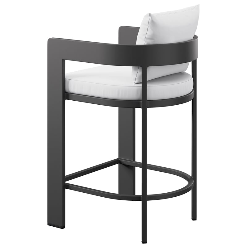 Tahoe Outdoor Patio Aluminum Counter Stool in White