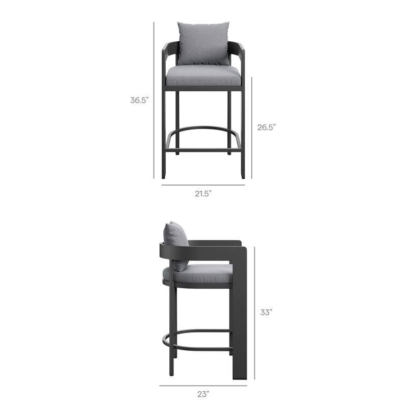 Modway Tahoe Outdoor Patio Aluminum Counter Stool in Gray