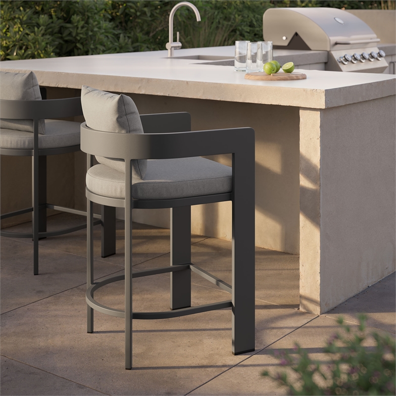 Modway Tahoe Outdoor Patio Aluminum Counter Stool in Gray
