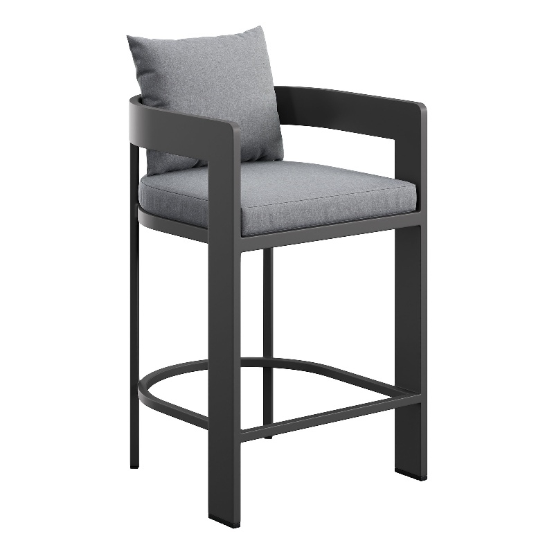 Modway Tahoe Outdoor Patio Aluminum Counter Stool in Gray