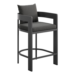 Modway Tahoe Outdoor Patio Aluminum Counter Stool in Charcoal
