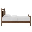Leni Twin Size Vegan Leather and Wood Platform Bed Frame in Walnut Mushroom